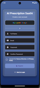 AI Prescription Saathi Registration Screen